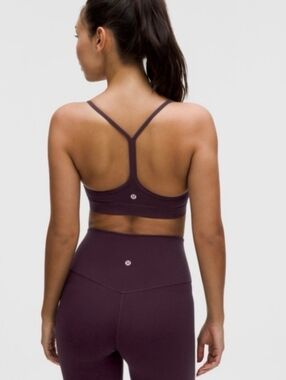 NWT Lululemon Flow Y Bra Nulu *Light Support A-CCups Black Plum Size 8